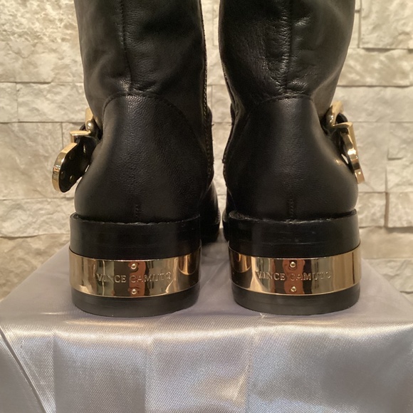 Vince Camuto Winchell Black Leather Moto Boots - Picture 10 of 14